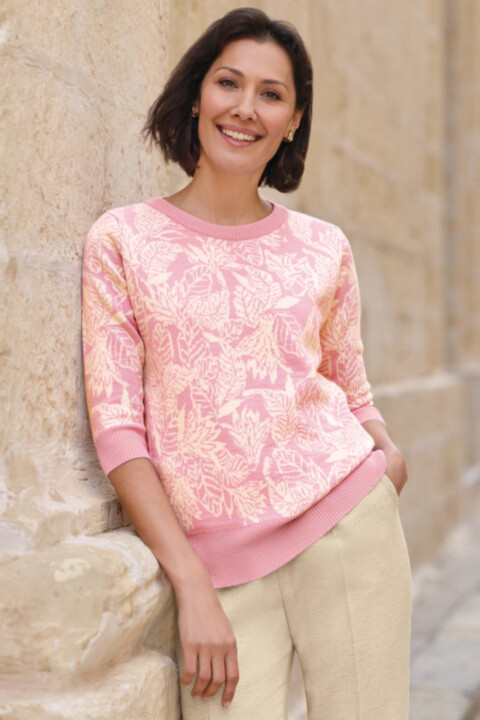 Leaf jacquard jumper