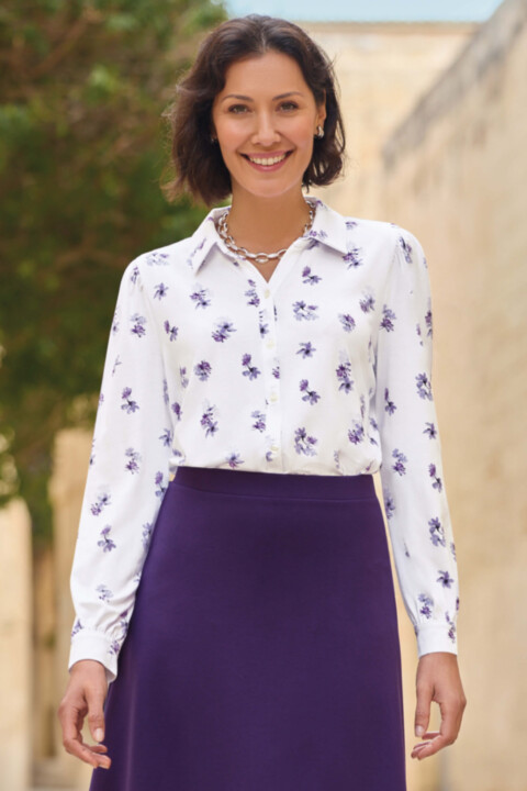 Printed jersey blouse