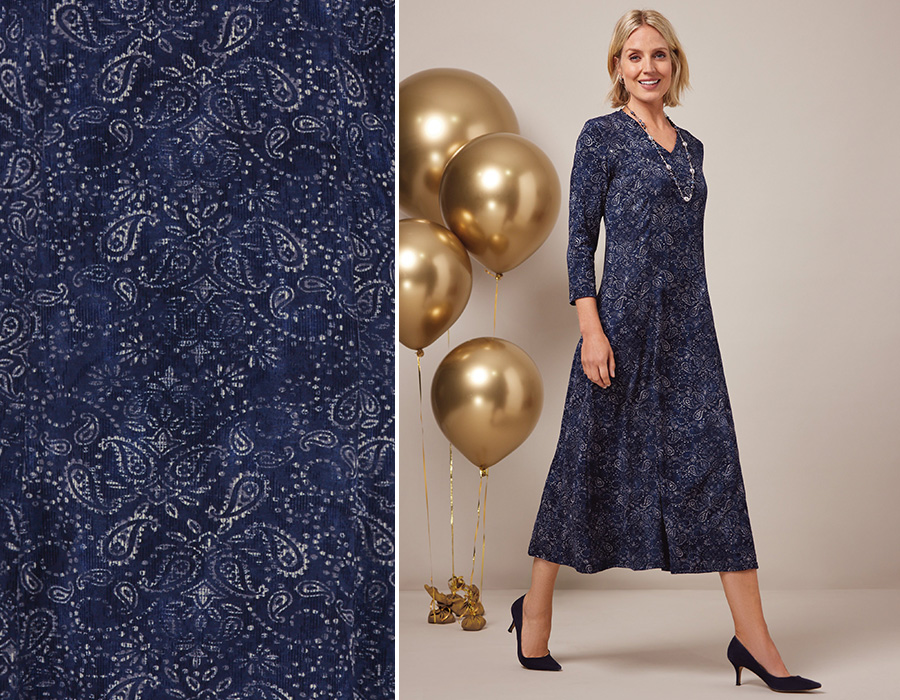 british-made clothing for Christmas parties. A paisley velour dress