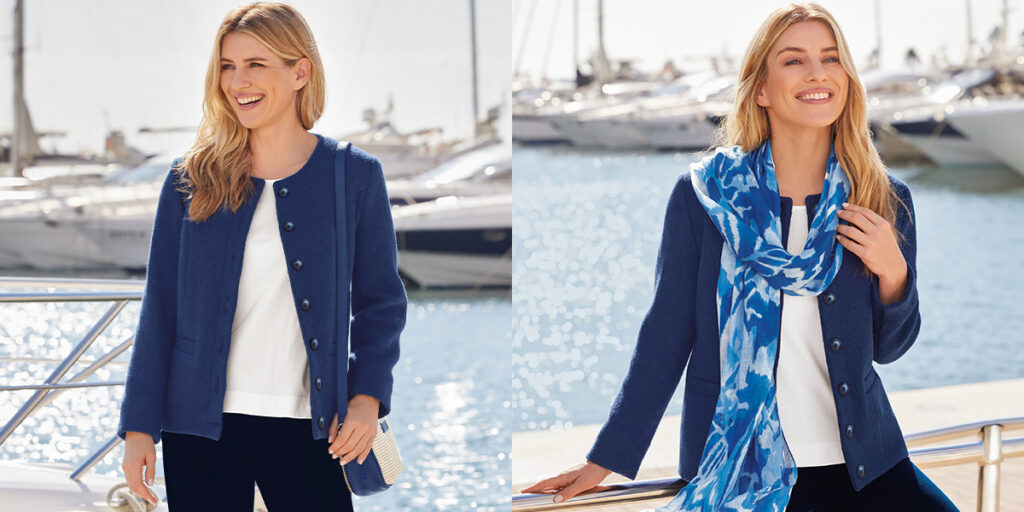 spring navy boiled wool jacket